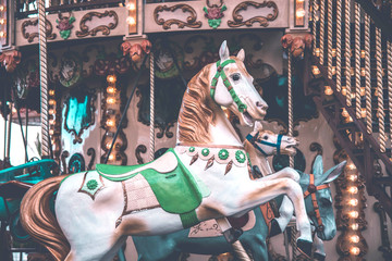 Fototapeta na wymiar An old fashioned carousel in Nice, France.