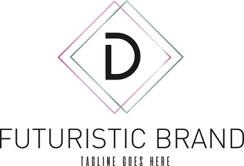 Modern Elegant Silver Rose Gold Geometric Letter D Logo