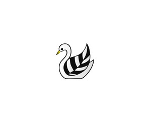 Obraz premium Linear drawing of a swan for a company sign. Stylized image of a swan in the form of a leaf
