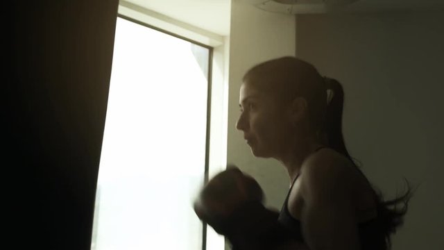 Boxing workout at the gym