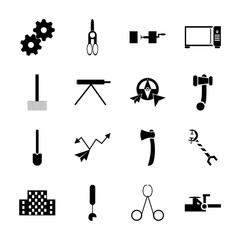 icon Instruments And Tools with linear, change, isolated, cogwheel and map