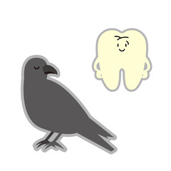 バードウォッチングを楽しむ歯のイラスト