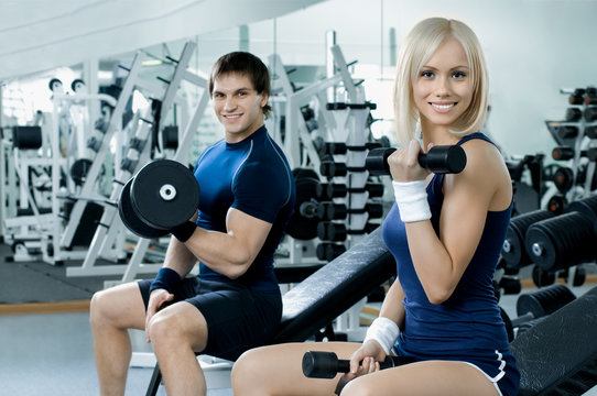 fitness couple in gym
