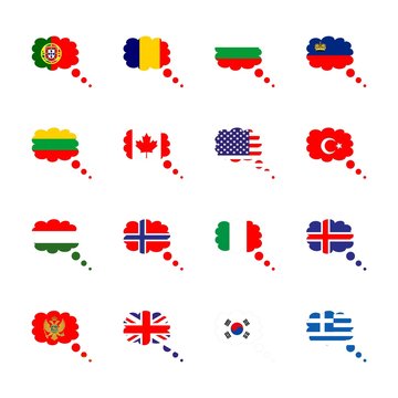 icon Flag with greese, flag of greese, flag of iceland, turkey and uk flag