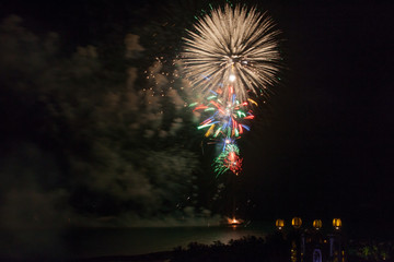 Fireworks over the sky at fourth of July celebration.