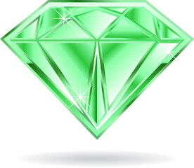Emerald Gem on White background. Vector graphic illustration