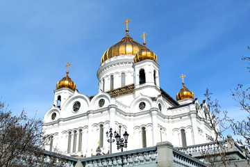 Fototapeta na wymiar Photo of a beautiful landscape with the Cathedral of Christ the Savior