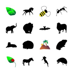 icon Animal with desing, cartoon, ant, woodpecker and friday 13