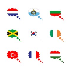 icon Flag with southern corea, jamaica flag, hungary flag, bulgaria and flag of corea