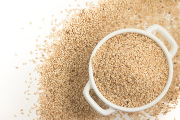 White sesame in a bowl