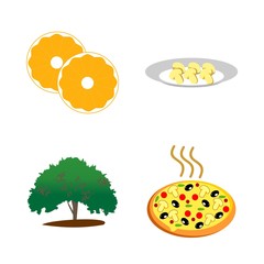 icons about Food with pizza, mushroom, vitamin, dinner and fresh