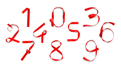 Set of numbers from the ribbons. Vector illustration on a white background. Can be use for your design, promo, ad. EPS10.
