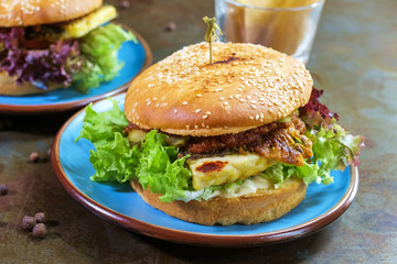 Grilled vegetable burger.