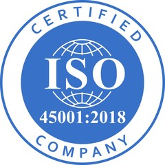 ISO 45001 norm Occupational health and safety blue icon