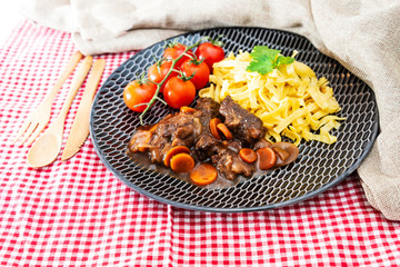 Home made Beef Bourguignon with Tagliatelle