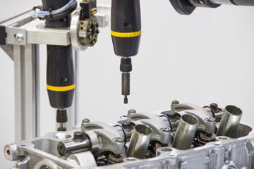 Industry 4.0 Robot concept .The robot arm is working smartly in the shipping department of the factory.