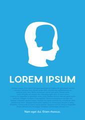 Two human heads, learning and understand concept.Creative vector background for poster, cover book or flyer.