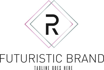 Modern Elegant Silver Rose Gold Geometric Letter R Logo