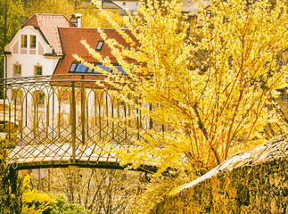 A small romantic bridge in the old town of Bregenz, Austria 