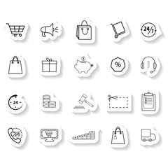 Set of shopping sticker icons