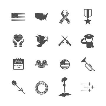 Memorial day icon. Festival and Holiday concept. Glyph and outlines stroke icons theme. Sign and Symbol theme. Vector illustration graphic design collection set. American holiday. Last Mondays in May