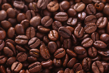 Coffee background with beans, Coffee roasting 