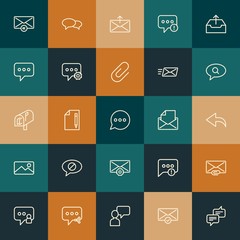 Modern Simple Set of chat and messenger, email Vector outline Icons. ..Contains such Icons as  design,  outline, outdoors,  post and more on vintage colors background. Fully Editable. Pixel Perfect.