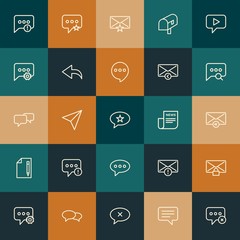 Modern Simple Set of chat and messenger, email Vector outline Icons. ..Contains such Icons as reply,  outline,  cellular,  answer and more on vintage colors background. Fully Editable. Pixel Perfect.