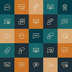 Modern Simple Set of chat and messenger, email Vector outline Icons. ..Contains such Icons as  cellular,  question,  mailbox, mail and more on vintage colors background. Fully Editable. Pixel Perfect.