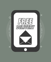smartphone with Free delivery design and envelope icon  over green background, vector illustration