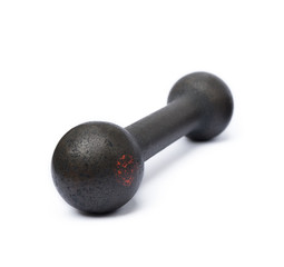 Old fitness dumbbells isolated on a white background