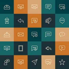 Modern Simple Set of chat and messenger, email Vector outline Icons. ..Contains such Icons as  user, audio,  background,  mailbox and more on vintage colors background. Fully Editable. Pixel Perfect.