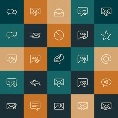 Modern Simple Set of chat and messenger, email Vector outline Icons. ..Contains such Icons as  sign,  business, download,  share and more on vintage colors background. Fully Editable. Pixel Perfect.