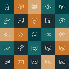 Modern Simple Set of chat and messenger, email Vector outline Icons. ..Contains such Icons as unknown,  communication, exit,  date and more on vintage colors background. Fully Editable. Pixel Perfect.