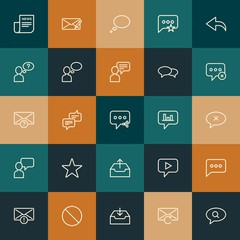 Modern Simple Set of chat and messenger, email Vector outline Icons. ..Contains such Icons as  answer, speech,  postal, newspaper and more on vintage colors background. Fully Editable. Pixel Perfect.