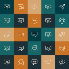 Modern Simple Set of chat and messenger, email Vector outline Icons. ..Contains such Icons as  messaging,  internet,  update, love and more on vintage colors background. Fully Editable. Pixel Perfect.
