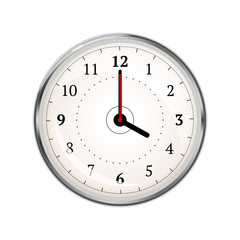 Realistic clock face showing 04-00 on white