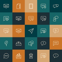 Modern Simple Set of chat and messenger, email Vector outline Icons. ..Contains such Icons as  post,  outline,  phone,  business and more on vintage colors background. Fully Editable. Pixel Perfect.