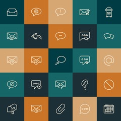 Modern Simple Set of chat and messenger, email Vector outline Icons. ..Contains such Icons as  flat,  failure,  forward,  web and more on vintage colors background. Fully Editable. Pixel Perfect.