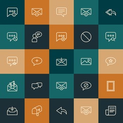 Modern Simple Set of chat and messenger, email Vector outline Icons. ..Contains such Icons as  illustration,  sign, reply, letter and more on vintage colors background. Fully Editable. Pixel Perfect.