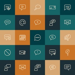 Modern Simple Set of chat and messenger, email Vector outline Icons. ..Contains such Icons as  background,  cellular, message and more on vintage colors background. Fully Editable. Pixel Perfect.