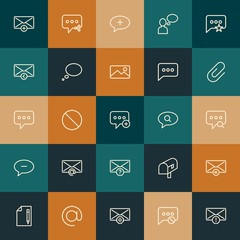 Modern Simple Set of chat and messenger, email Vector outline Icons. ..Contains such Icons as social, overfilled,  online, mail and more on vintage colors background. Fully Editable. Pixel Perfect.
