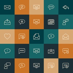 Modern Simple Set of chat and messenger, email Vector outline Icons. ..Contains such Icons as  speech,  mail, download,  data and more on vintage colors background. Fully Editable. Pixel Perfect.