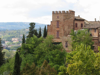 Panorama of Certaldo village, province of Florence . Tuscany, Italy