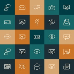 Modern Simple Set of chat and messenger, email Vector outline Icons. ..Contains such Icons as  symbol, newspaper,  internet,  date and more on vintage colors background. Fully Editable. Pixel Perfect.