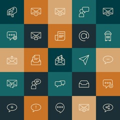 Modern Simple Set of chat and messenger, email Vector outline Icons. ..Contains such Icons as  electronic, outdoors,  post, reply and more on vintage colors background. Fully Editable. Pixel Perfect.