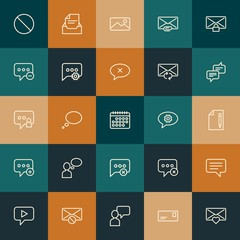 Modern Simple Set of chat and messenger, email Vector outline Icons. ..Contains such Icons as message,  business,  phone,  web and more on vintage colors background. Fully Editable. Pixel Perfect.