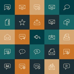 Modern Simple Set of chat and messenger, email Vector outline Icons. ..Contains such Icons as  template,  block,  remove,  share and more on vintage colors background. Fully Editable. Pixel Perfect.