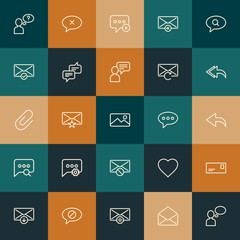 Modern Simple Set of chat and messenger, email Vector outline Icons. ..Contains such Icons as  vector,  mail,  email,  help,  idea and more on vintage colors background. Fully Editable. Pixel Perfect.