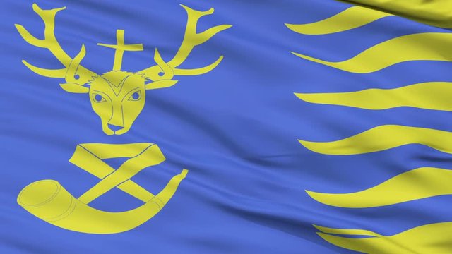 Saint Hubert closeup flag, city of Belgium, realistic animation seamless loop - 10 seconds long